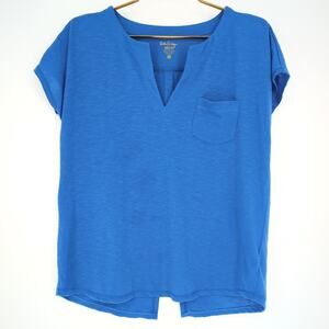 Lilly Pulitzer Luxletic Brodie Blue V-Neck T- Shirt Top Split Back Tee - Size XS